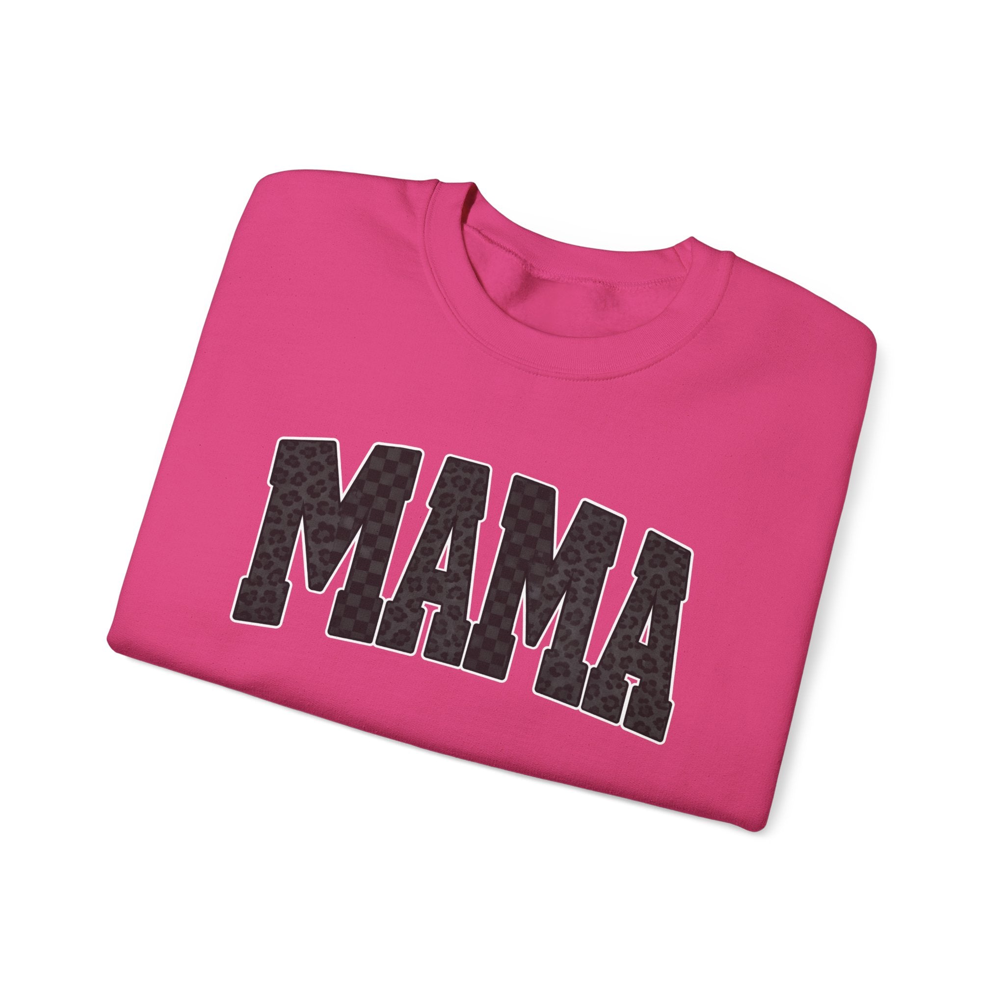 MAMA Crewneck Sweatshirt — Checkered leopard
