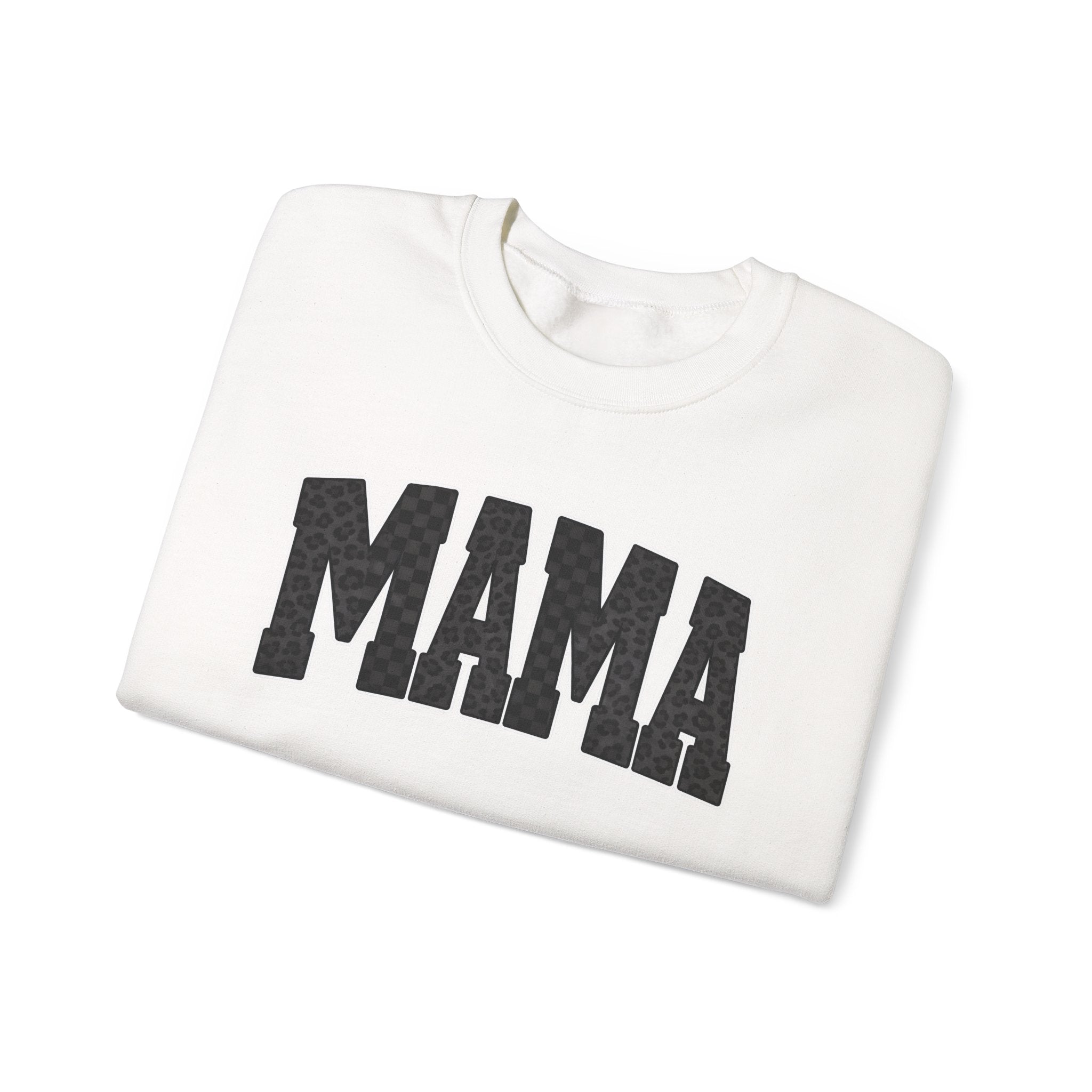 MAMA Crewneck Sweatshirt — Checkered leopard