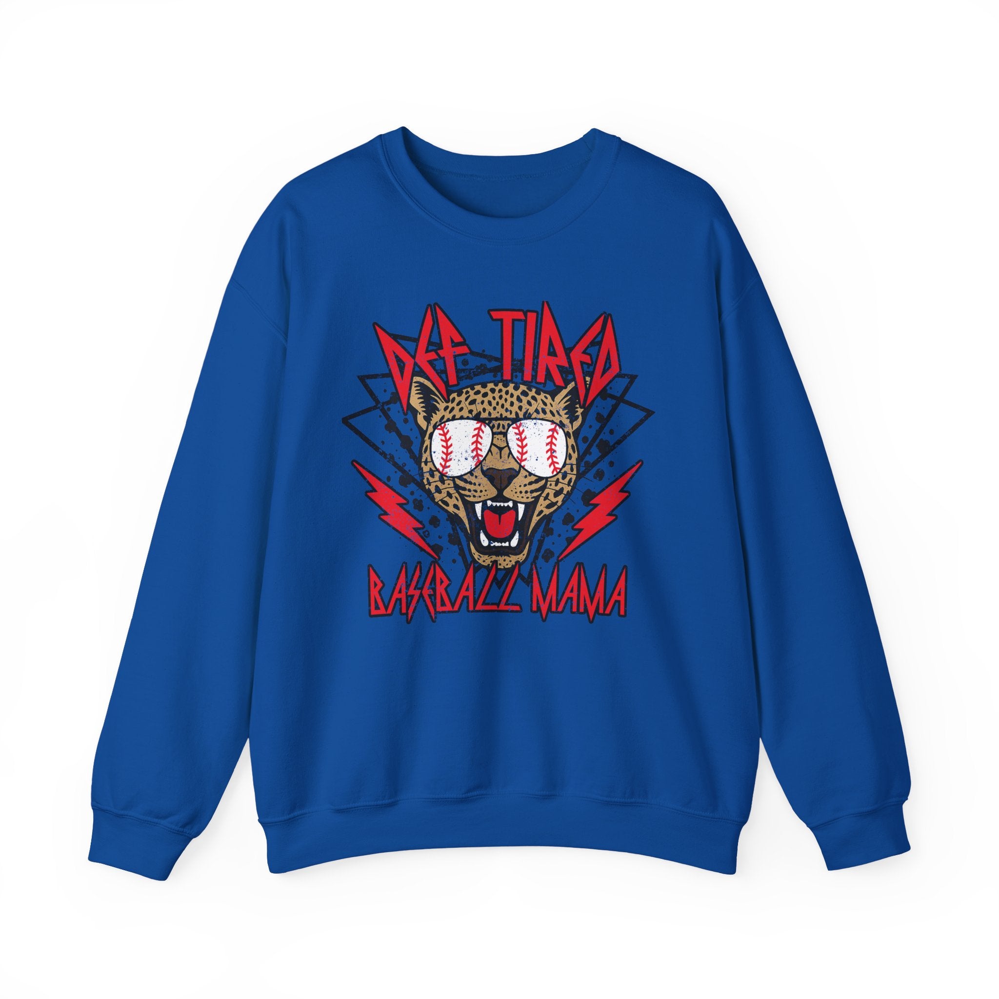 Baseball Leopard Graphic Sweatshirt | Retro Rock Cat with Sunglasses