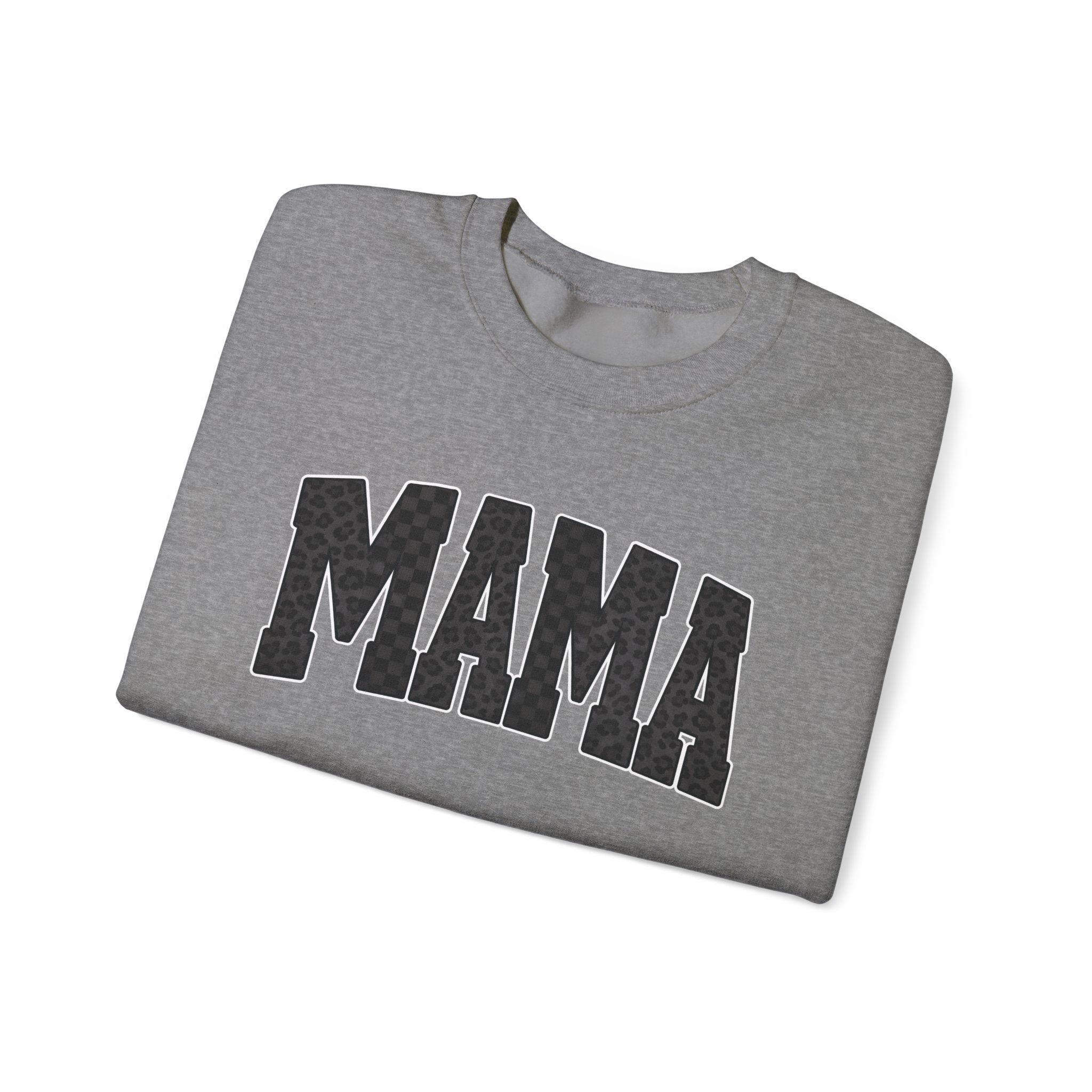 MAMA Crewneck Sweatshirt — Checkered leopard