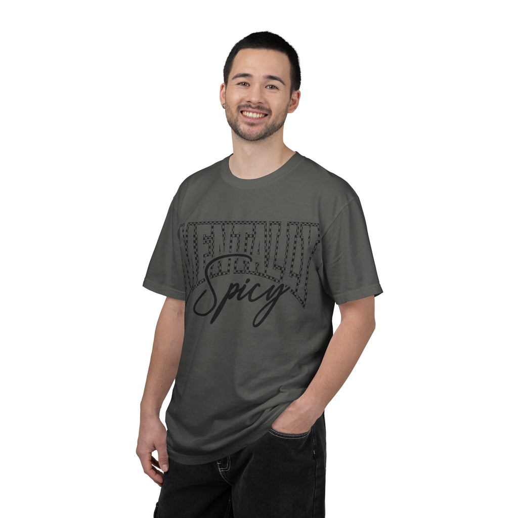 Mentally Spicy T-shirt | Script & Dotted Block Letter Design