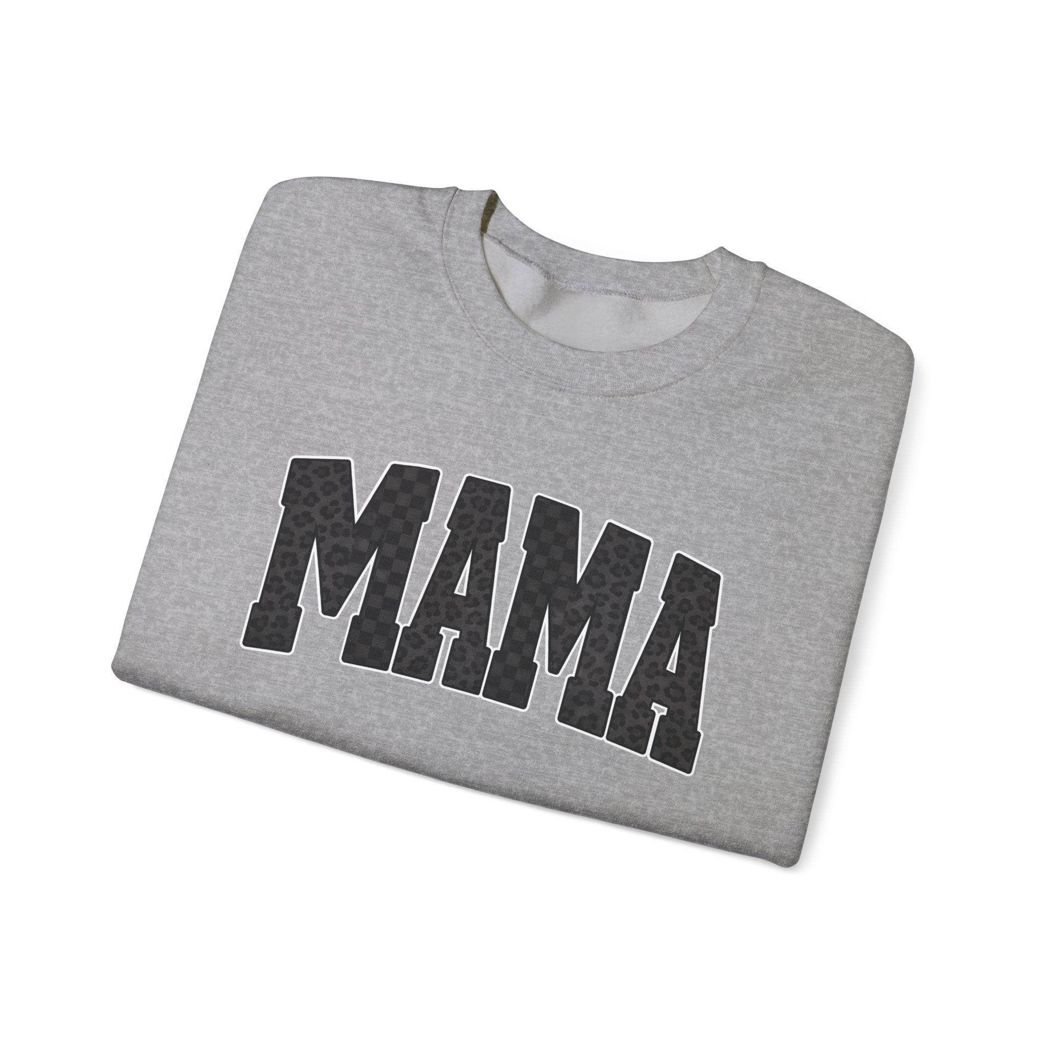 MAMA Crewneck Sweatshirt — Checkered leopard