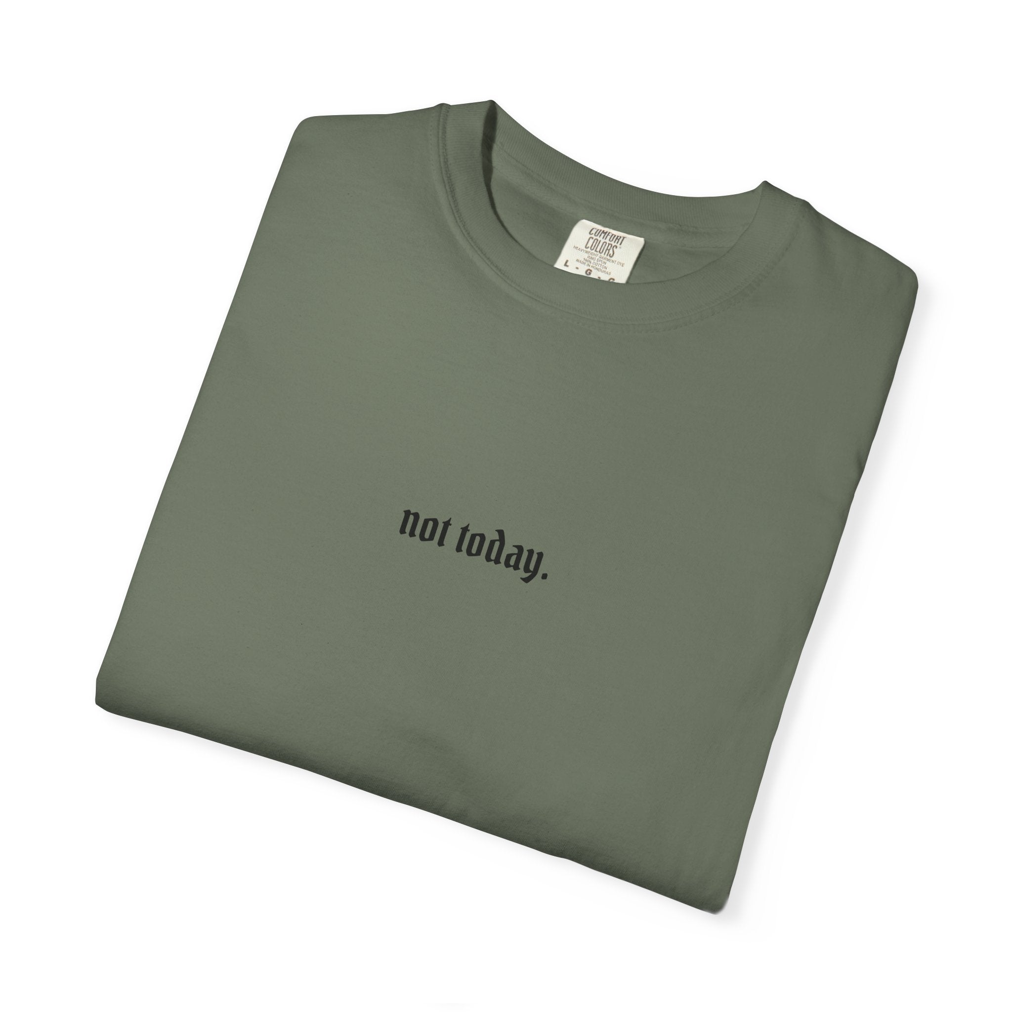 Not Today text tee | Graphic T-Shirt with Cowboy Skull Middle Finger Back Art