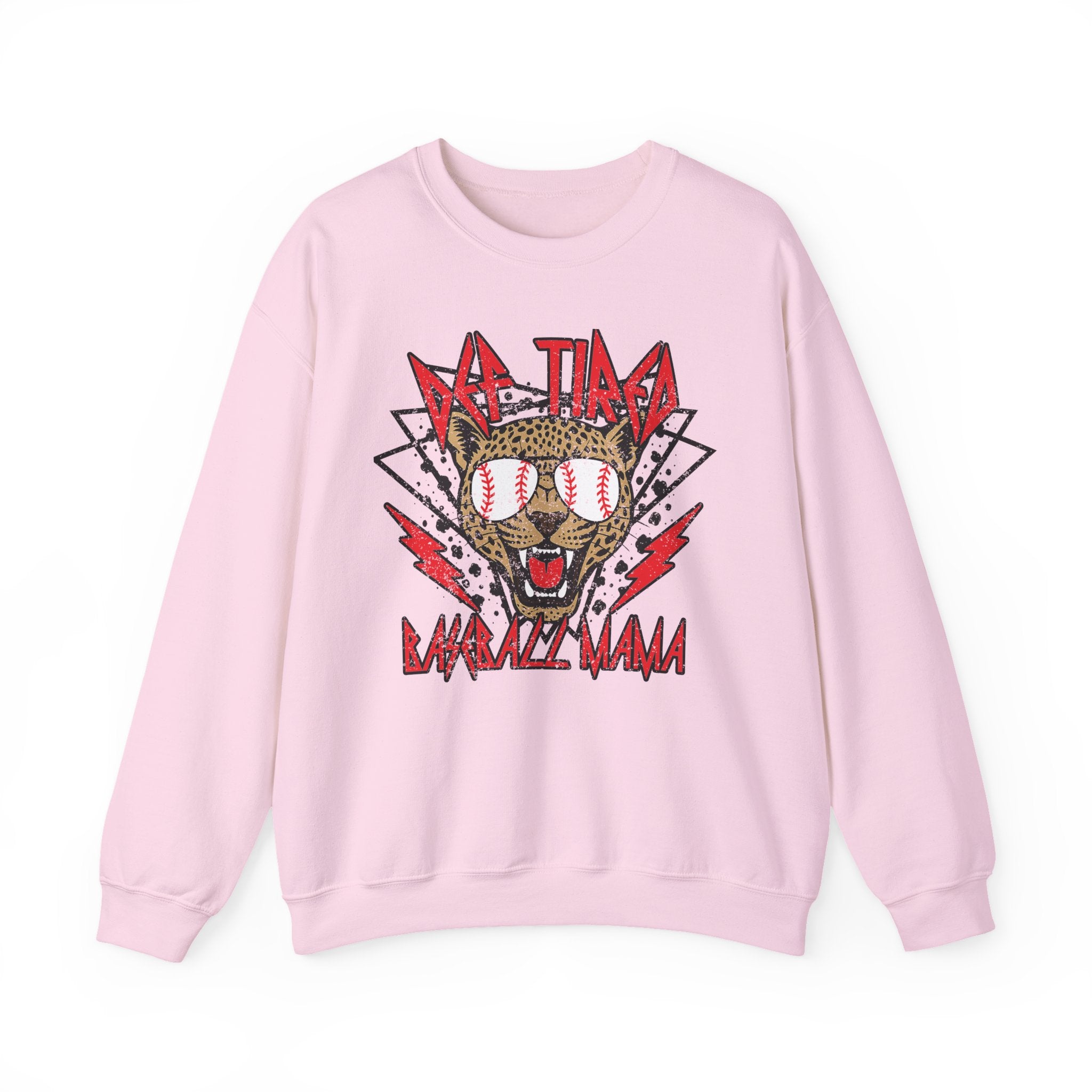 Baseball Leopard Graphic Sweatshirt | Retro Rock Cat with Sunglasses