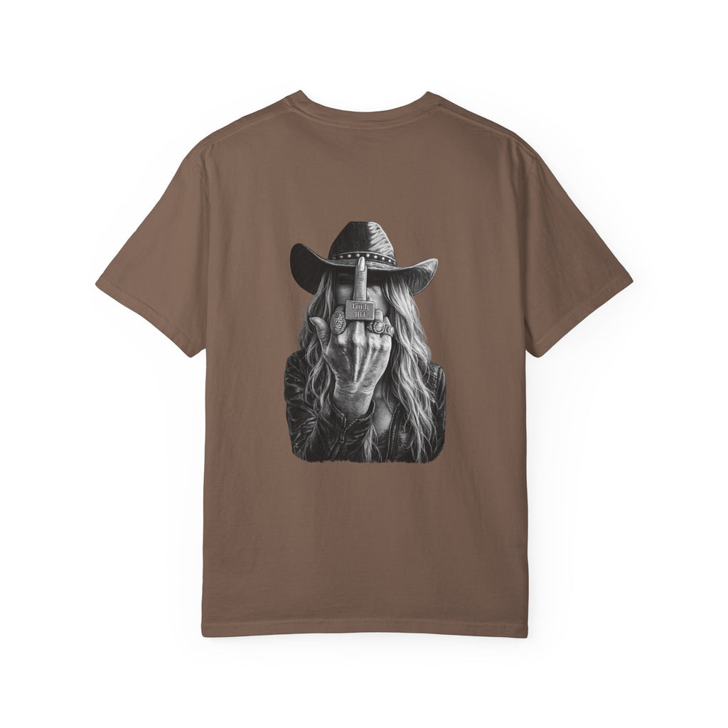 Not Today text tee | Graphic T-Shirt with Cowboy Skull Middle Finger Back Art