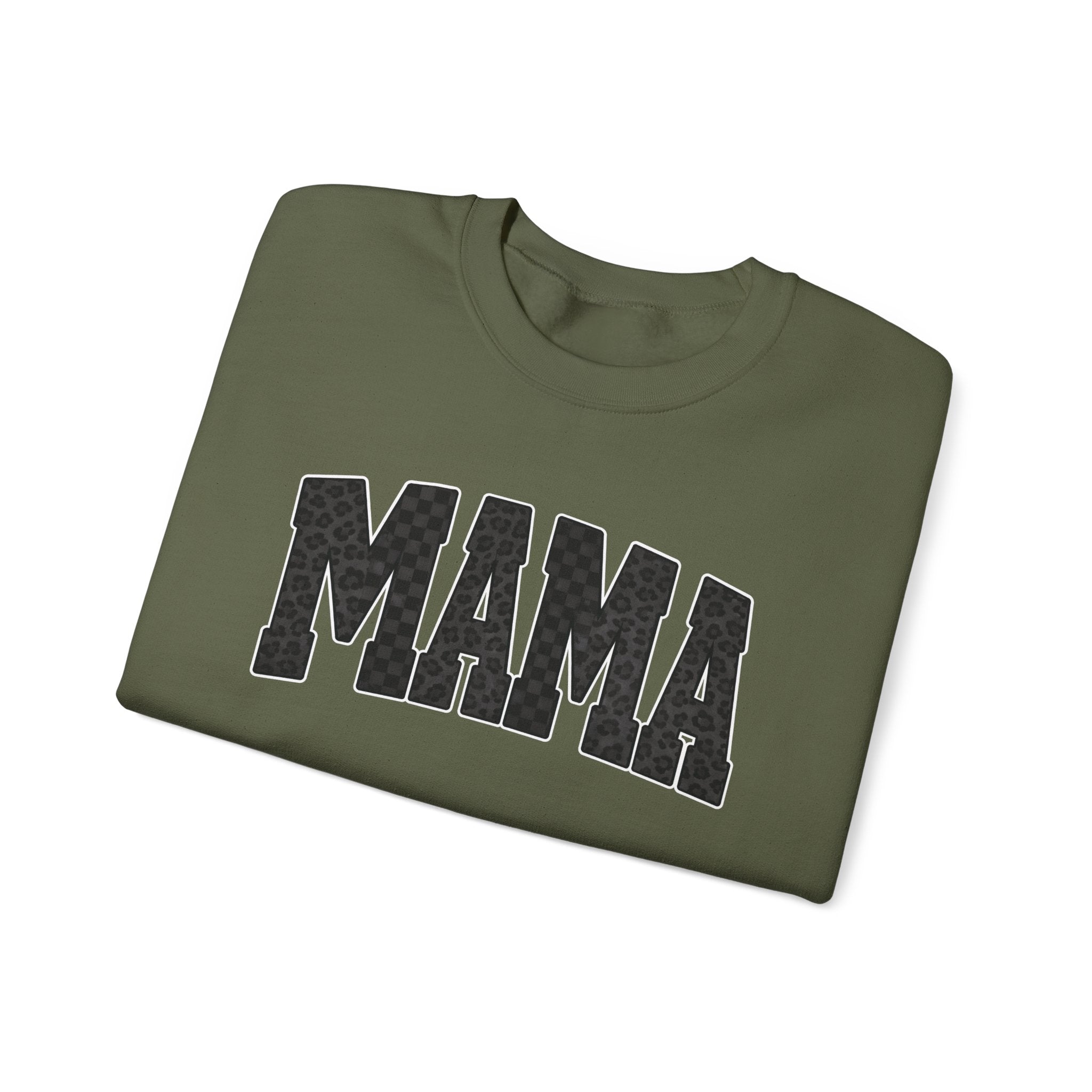 MAMA Crewneck Sweatshirt — Checkered leopard