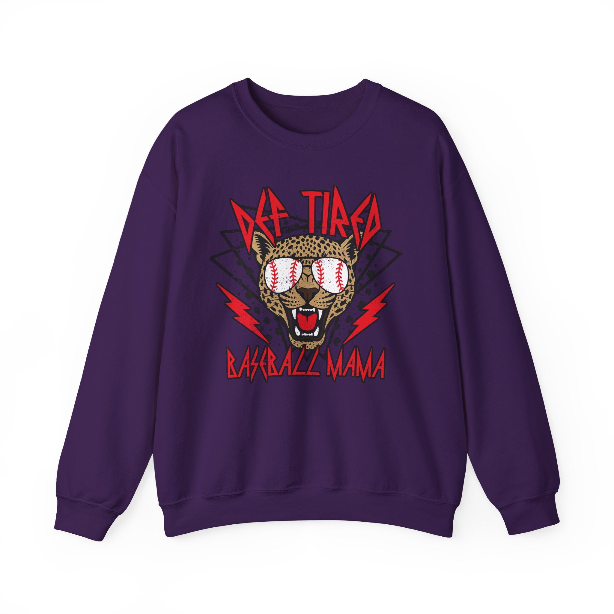 Baseball Leopard Graphic Sweatshirt | Retro Rock Cat with Sunglasses