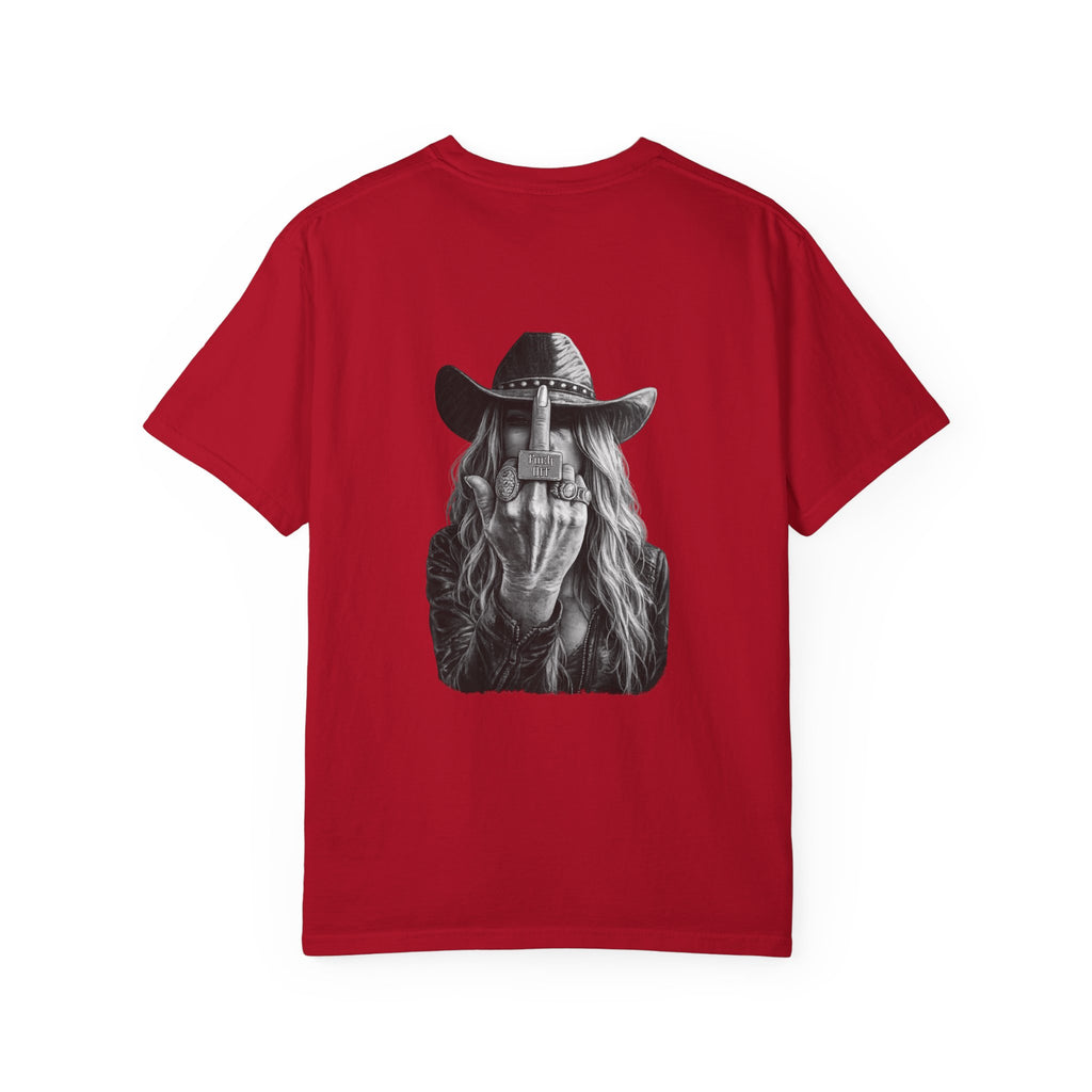 Not Today text tee | Graphic T-Shirt with Cowboy Skull Middle Finger Back Art