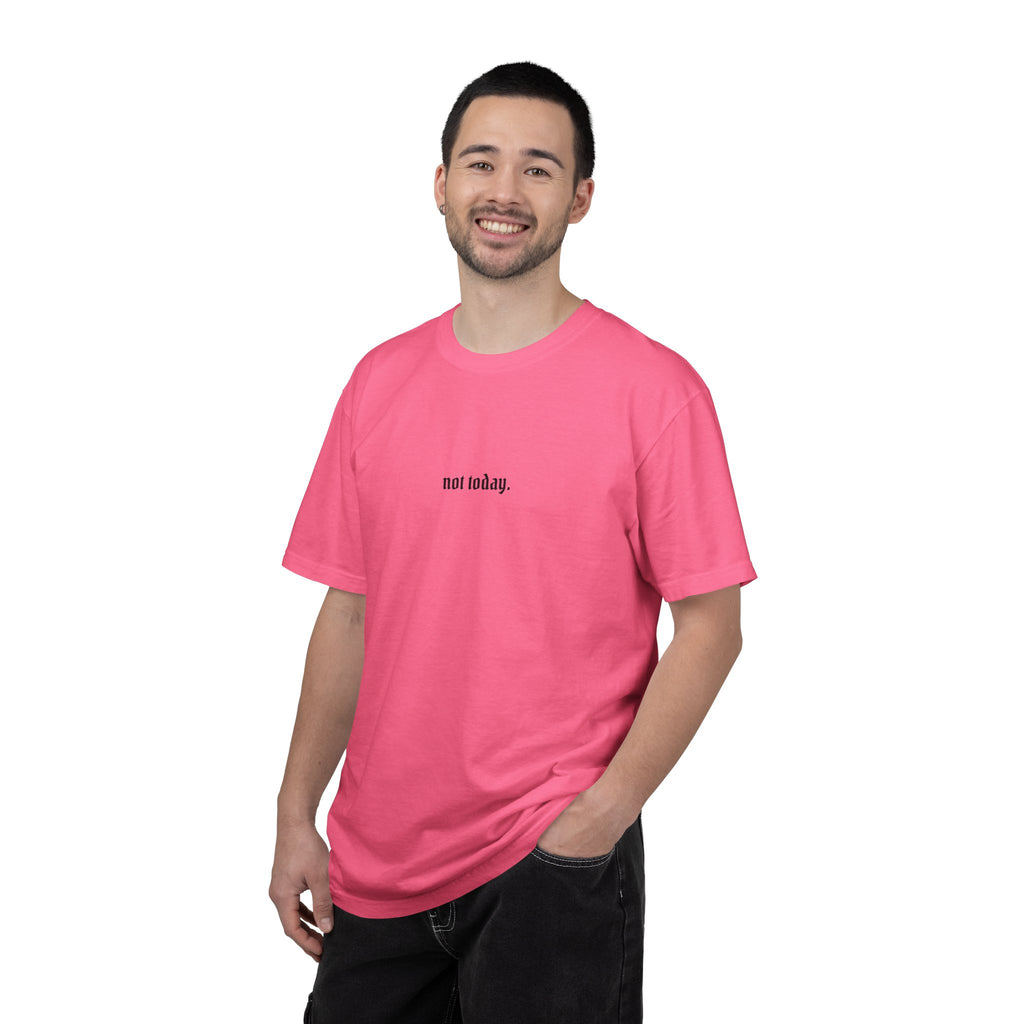 Not Today text tee | Graphic T-Shirt with Cowboy Skull Middle Finger Back Art
