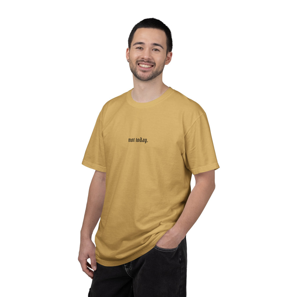 Not Today text tee | Graphic T-Shirt with Cowboy Skull Middle Finger Back Art