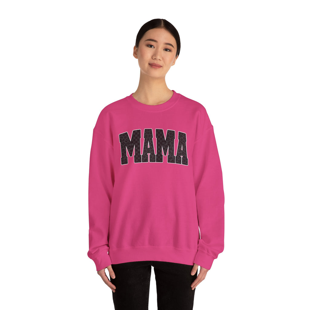 MAMA Crewneck Sweatshirt — Checkered leopard