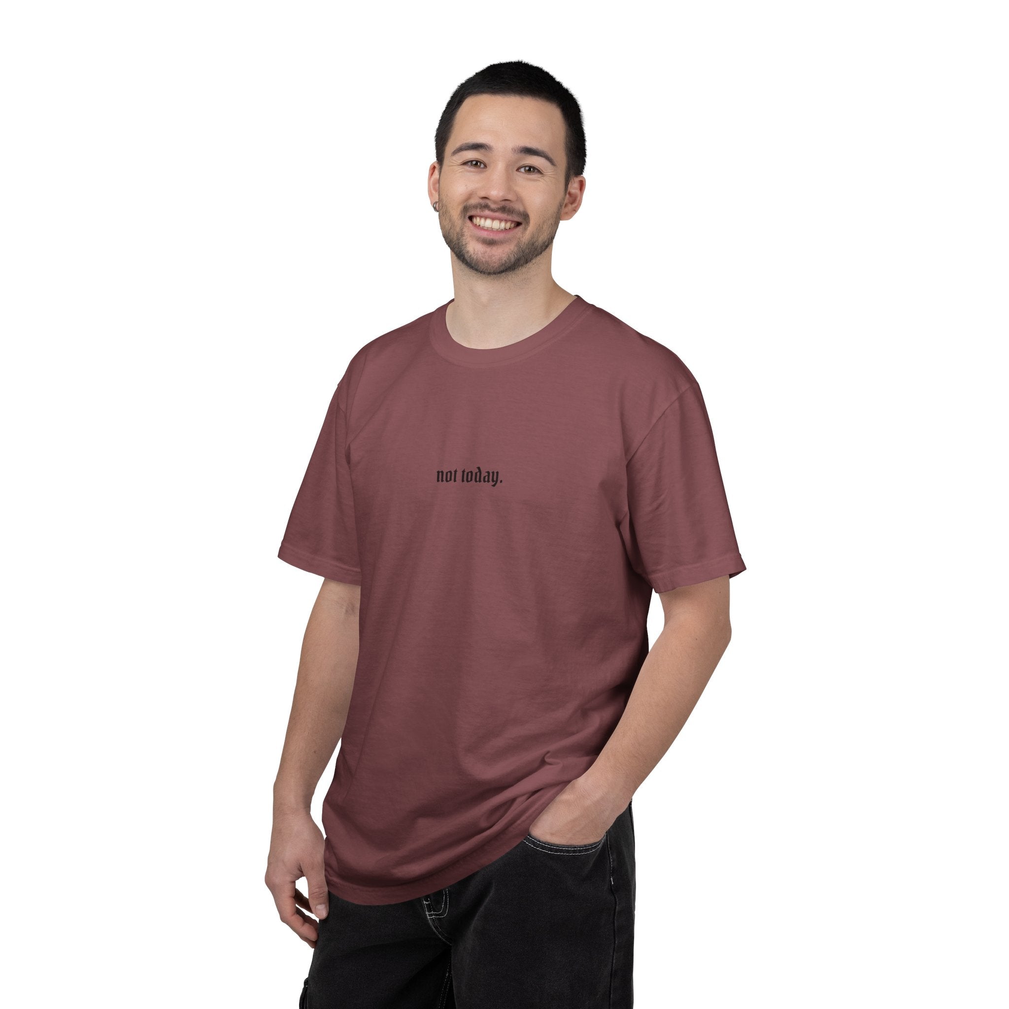 Not Today text tee | Graphic T-Shirt with Cowboy Skull Middle Finger Back Art