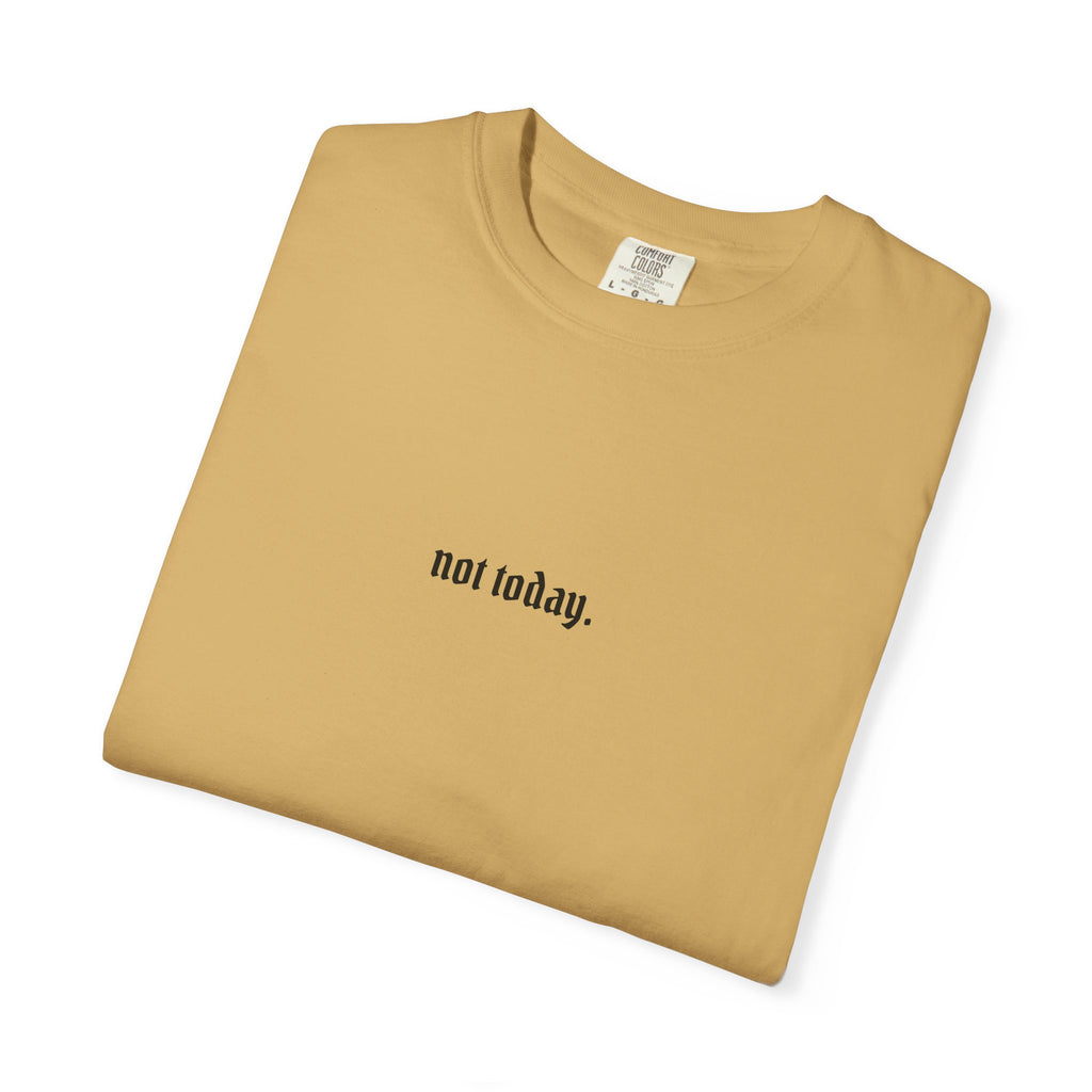 Not Today text tee | Graphic T-Shirt with Cowboy Skull Middle Finger Back Art