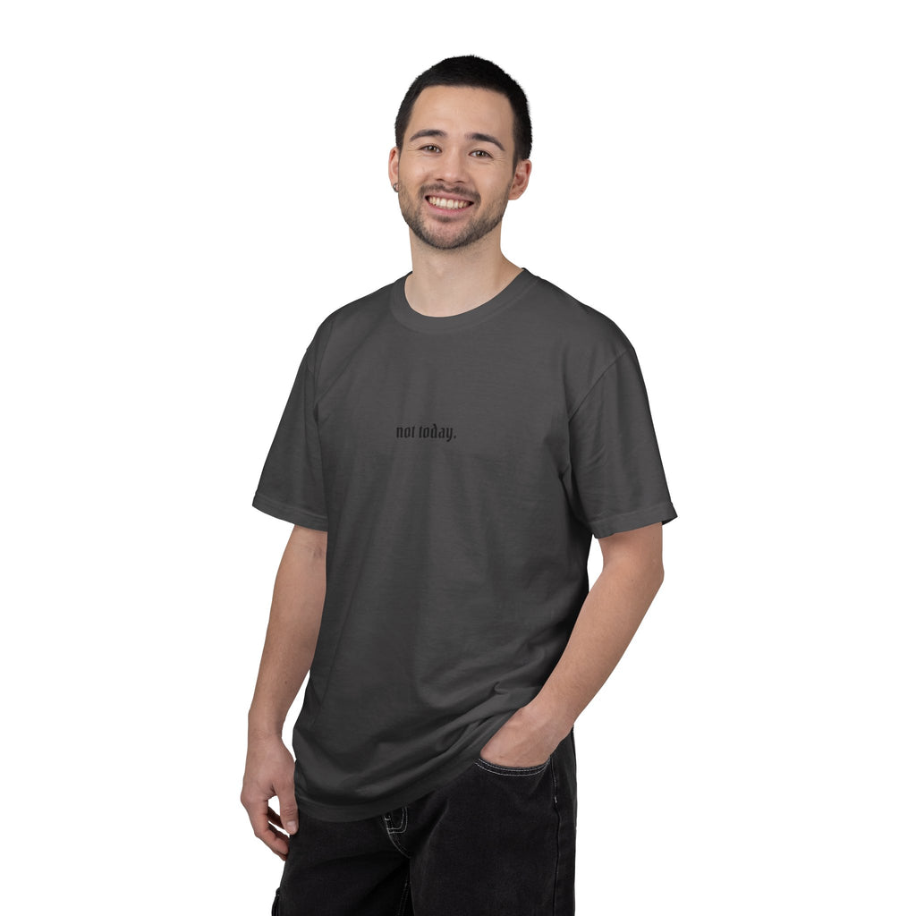 Not Today text tee | Graphic T-Shirt with Cowboy Skull Middle Finger Back Art