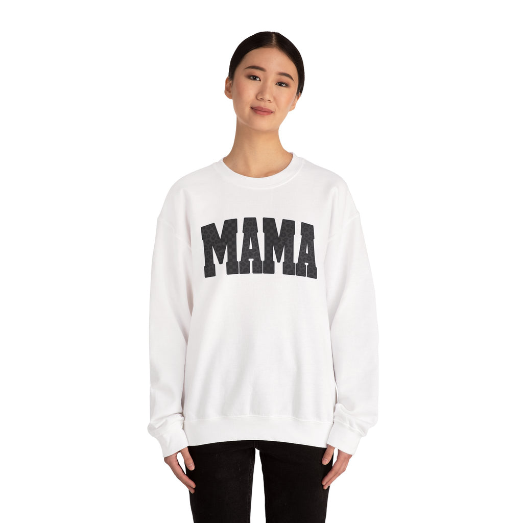 MAMA Crewneck Sweatshirt — Checkered leopard